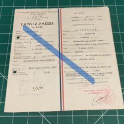 LAISSEZ PASSER 1948 FORCES FRANCAISES EN ALLEMAGNE FRANCO RUSSE