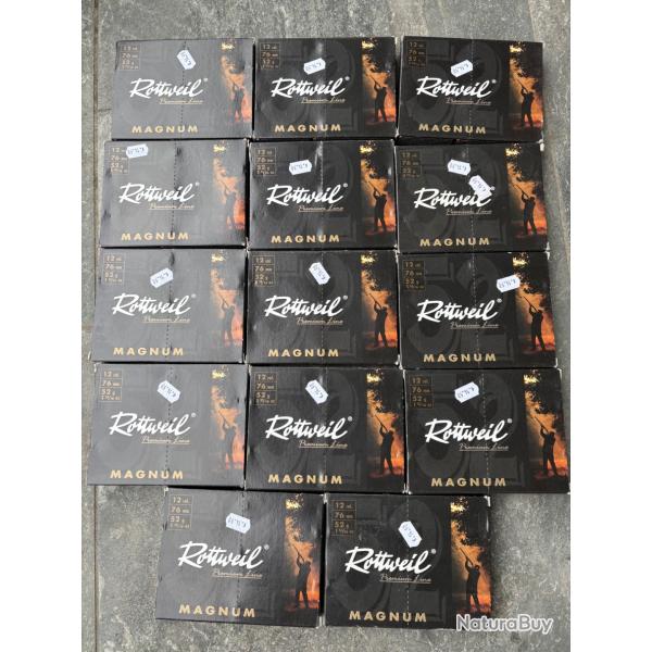 Lot 140 cartouches Rottweil Magnum 12/76 52g plomb 2