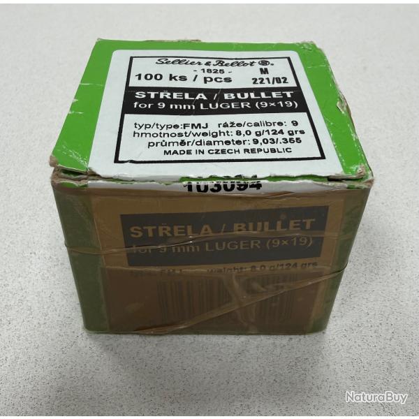 Seconde main - .355 (9mm) 8,0g/124grs. FMJ Round Nose (Calibre: .355 (9 mm))