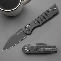 Couteau Miguron Gatov Cross-bar Lock Lame Acier D2 PVD Gris Manche Alu Gris Foncé MGR822ADG