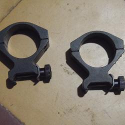 Colliers alu 30 mm pour embases / rail 21 mm