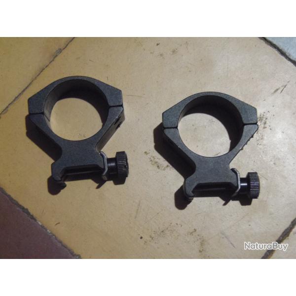 Colliers alu 30 mm pour embases / rail 21 mm