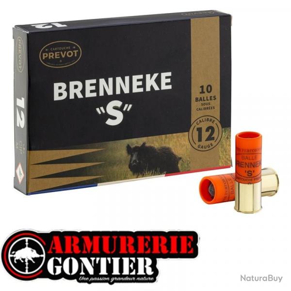 Balles PREVOT BRENNEKE 'S' sous-calibres 24g Cal.12/70 Boites de 10