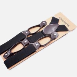 Bretelles Vintage Réglables - Cuir PU & Design Classique dos en Y Noir