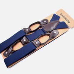 Bretelles Vintage Réglables - Cuir PU & Design Classique dos en Y Bleu