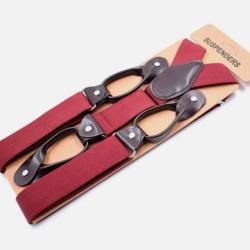 Bretelles Vintage Réglables - Cuir PU & Design Classique dos en Y Rouge