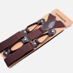 Bretelles Vintage Réglables - Cuir PU & Design Classique dos en Y Marron