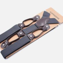 Bretelles Vintage Réglables - Cuir PU & Design Classique dos en Y Gris