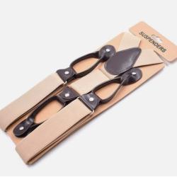 Bretelles Vintage Réglables - Cuir PU & Design Classique dos en Y Beige