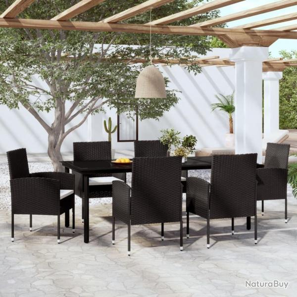 Ensemble  manger de jardin 7 pcs Noir