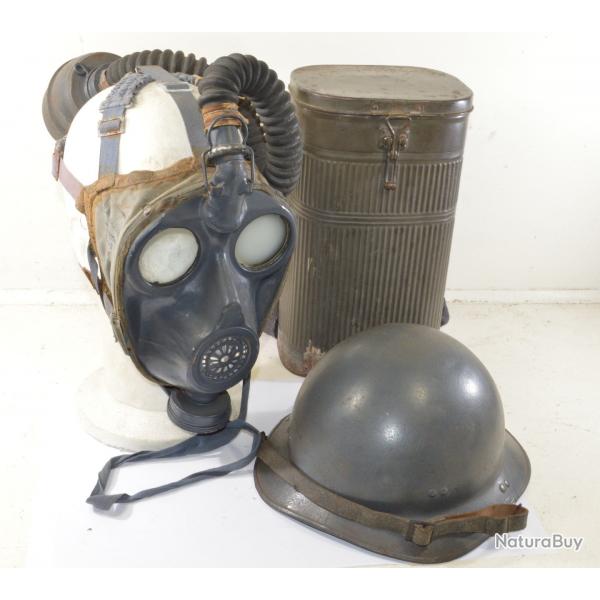 Casque de Marine modle 1939 avec masque  gaz et boitier AFM34