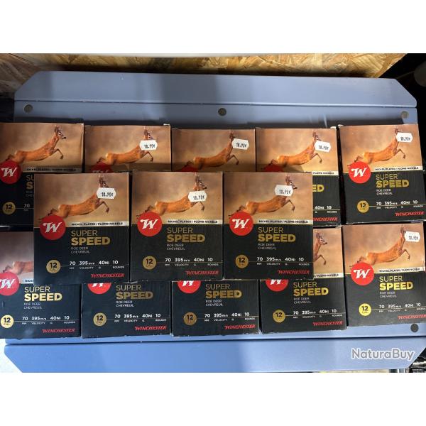 Lot 130 cartouches Winchester super speed plomb 1 calibre 12/70
