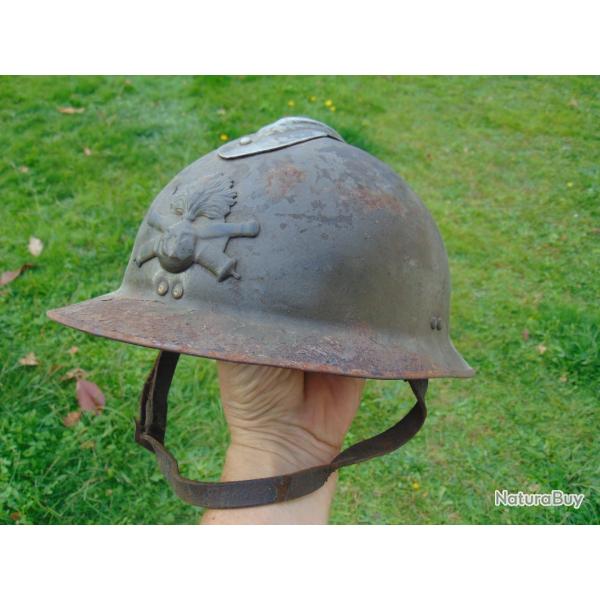 CASQUE ADRIAN ARTILLERIE MODLE 26 COMPLET JUS