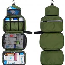 Trousse de toilette suspendue imperméable Unisexe Grande capacité Voyage Vert militaire