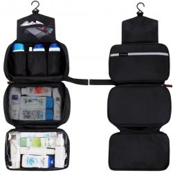 Trousse de toilette suspendue imperméable Unisexe Grande capacité Voyage Noir