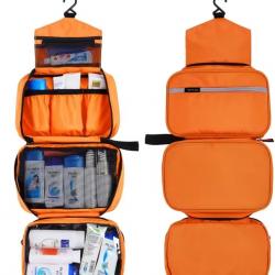Trousse de toilette suspendue imperméable Unisexe Grande capacité Voyage Orange