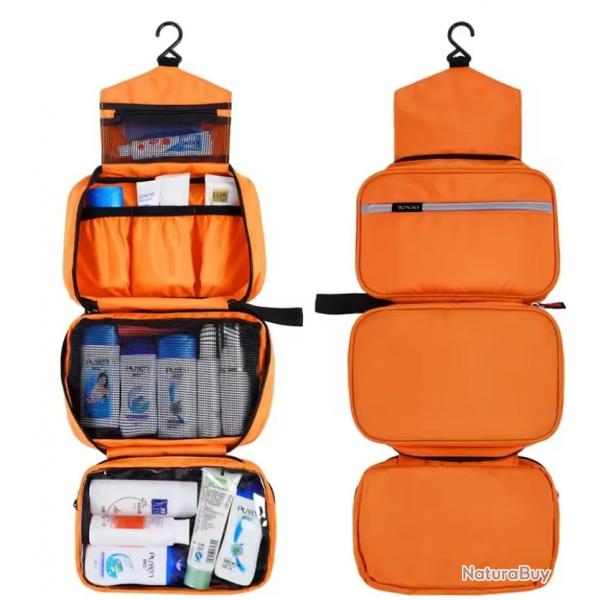 Trousse de toilette suspendue impermable Unisexe Grande capacit Voyage Orange