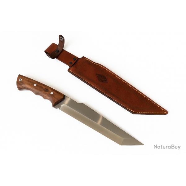 Couteau Tanto 35cm LFF acier X46Cr13 poli effet miroir enchre