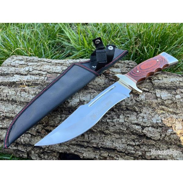 COUTEAU DROIT BOWIE 30CM GARDE LAITON enchres