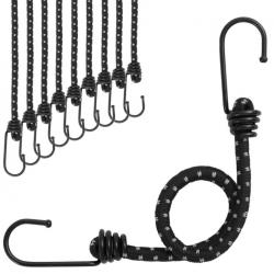 Cordes élastiques réfléchissantes polypropylène caoutchouc 38 cm avec crochets 10pcs
