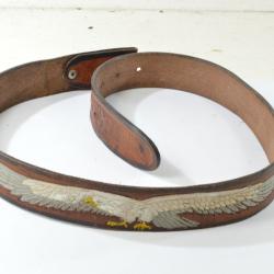 Ancien cuir de ceinture style western USA aigle américain 95cm