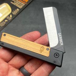 Couteau Gerber Quadrant Bamboo Lame Acier 7Cr17MoV Manche Acier/Bamboo Framelock Clip