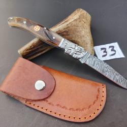 couteau de poche pliant laguiole Fait À Main Lame Acier Damas Manche corne de Belier 33