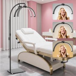 Lampe Demi Lune Extension de Cils Professionnelle, Col de Cygne Flexible Lampe LED sur Pied de Salon