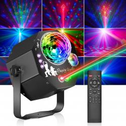 Jeux de Lumiere 4en1 pour Soiree avec Boule Disco, LED RGB Jeu de Lumiere Soiree DJ, Commande Vocale
