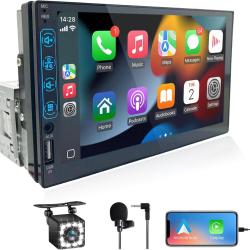 Autoradio 1 DIN avec Carplay et Android Auto - Écran Tactile HD 7 Pouces - Autoradio Bluetooth CarPl