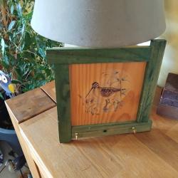 Accroche cl&eacute;s mural en bois, motif b&eacute;casse