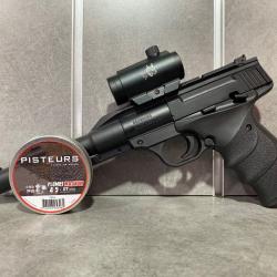 PACK Pistolet BROWNING Buck Mark URX Calibre 4,5 mm + Point rouge (réglé) + 1 boite de 500 plombs