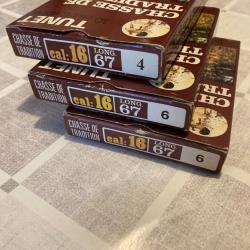 Vends lot de 3 boîtes de cartouches Tunet Chasse de tradition calibre 16/67 plomb n°4 et n°6