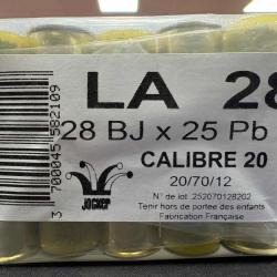 CARTOUCHE JOCKER calibre 20 LA 28g Bourre a jupe N°10 x25