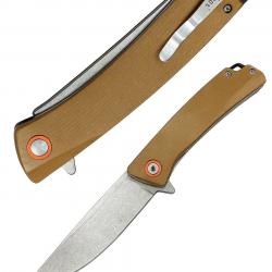 Couteau ElitEdge Lame Acier D2 Manche Micarta Tan Linerlock Clip EE10B013OR