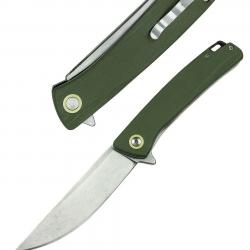 Couteau ElitEdge Lame Acier D2 Manche Micarta Green Linerlock Clip EE10B013GN