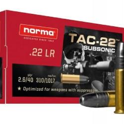 Wahoo 22LR/TLD ! - Munitions Norma TAC 22 Subsonic - Cal. 22 LR x10 boites