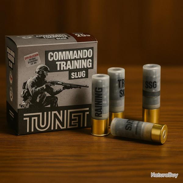 Wahoo lisse ! - Cartouches Tunet Commando training Slug - cal.12 - Bote de 25