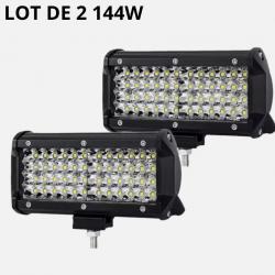 Lot de 2 Barres LED 144W Étanche IP67 Rampe Lumineuse Travail Voiture 4x4 Camion