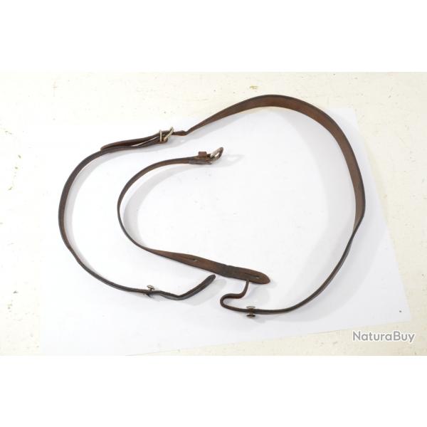 Ancienne bretelle / sangle de fusil / carabine de chasse en cuir. Fin 19e - dbut 20e Sicle