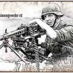 Plaque décorative vintage soldat allemand avec MG42 LIVRAISON GRATUITE