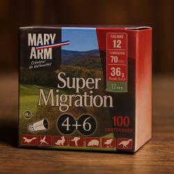 Wahoo lisse ! - Cartouches Cal.12 Mary Arm Super Migration 36g BJ plomb n°4+6 - 100 cartouches