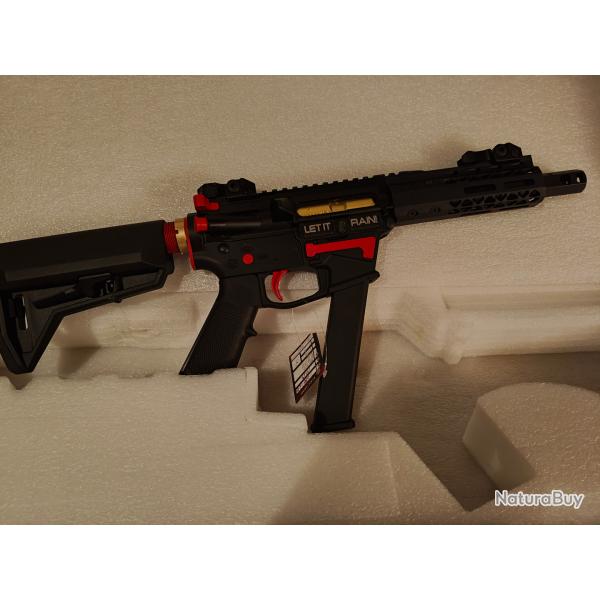 King Arms EMG BlackRain Ordnance 9mm SBR GBB Or et Rouge