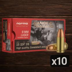 Wahoo Poing/Cat.B ! - Munitions NORMA 9MM LUGER 7.45g 115gr range & training FMJ x10 boites