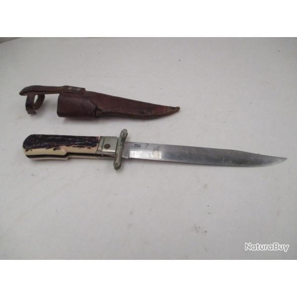 superbe  couteau de chasse  a la d'estaing dans  son tui d'origine