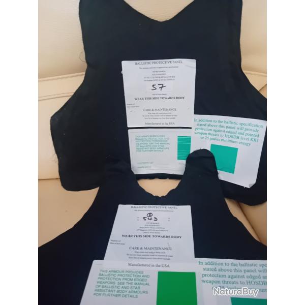 Enchre lot de 2 plaques balistiques 3a contre les armes de poings et les lames USA 43X33 cm