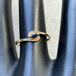 Bague en or massif 18 carats - saphir bleu - taille 53