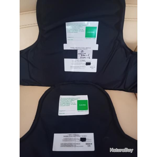 Enchre lot de 2 plaques balistiques 3a contre les armes de poings et les lames UK 65X32 cm