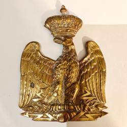 Plaque sabretache hussards 1er Empire - Aigle couronn&eacute; laiton