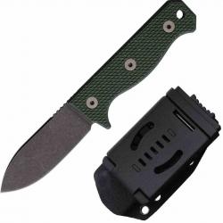 Couteau Bushcraft Survie Maratac R4A Manche Micarta Green Lame Drop Point Acier D2 Etui Kydex MAR119